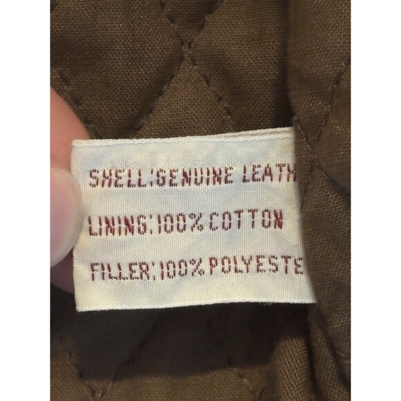 Vintage Banana Republic Leather Safari Vest Mens Large Quilted Liner Cotton - Picture 7 of 12